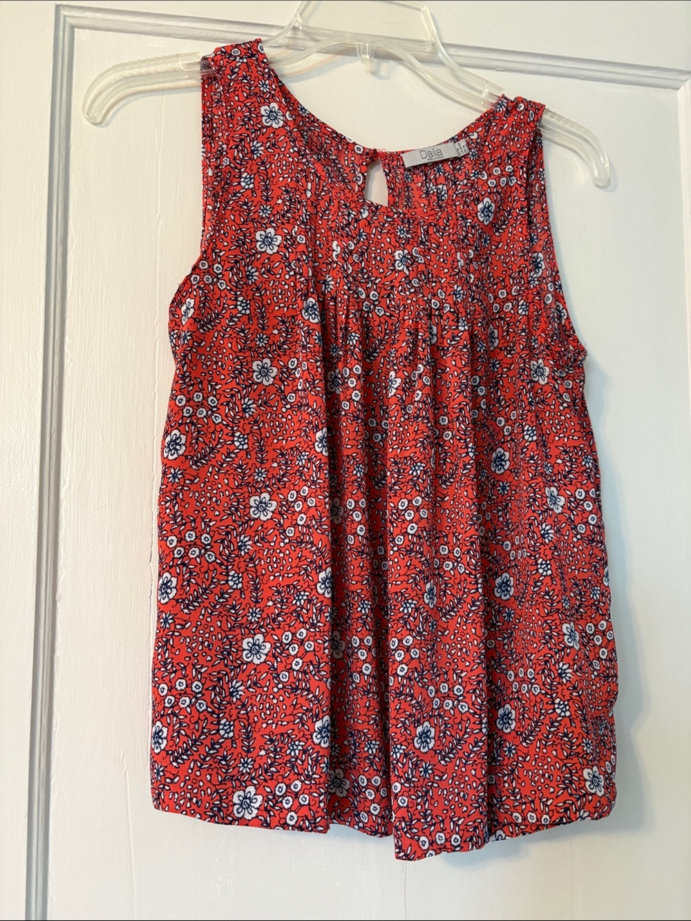 Dalia Red Floral Sleeveless Blouse